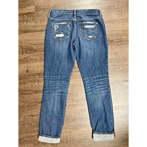 Abercrombie & Fitch Women's Tapered Cotton Distressed Blue Denim Jeans Size 28 - Picture 2 of 10